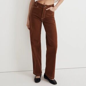 Madewell The Emmett Wide-Leg Pant: Garment Dyed Edition in Clifftop Brown 25